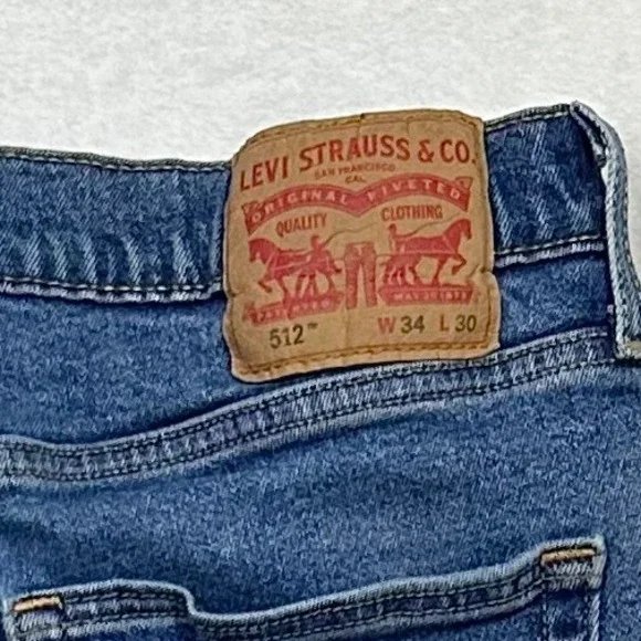 Levi's 512 Slim Taper Jeans Mens W34 L30 Blue Denim Cotton Blend Fits 32x32 - Picture 3 of 11